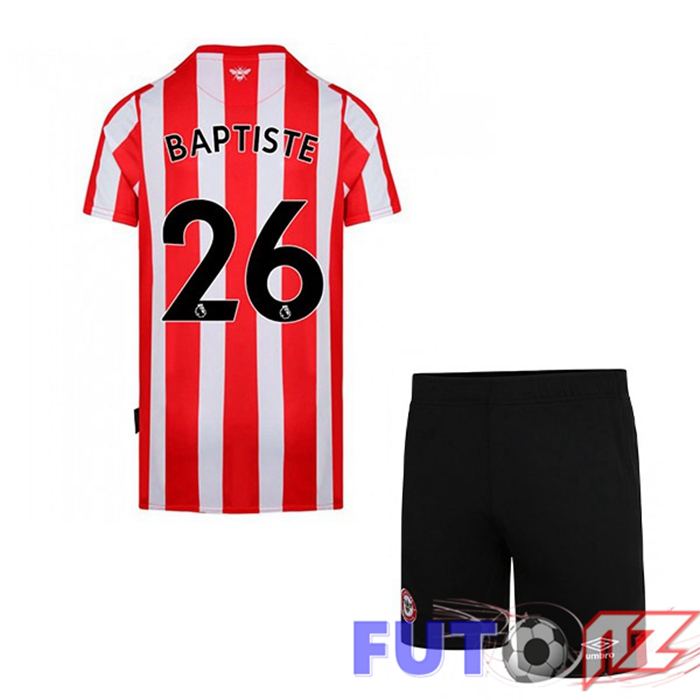 Camiseta Brentford FC (BAPTISTE 26) Ninos Primera Rojo/Blanco 2021/22