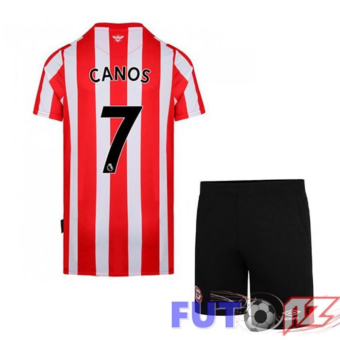 Camiseta Brentford FC (CANOS 7) Ninos Primera Rojo/Blanco 2021/22