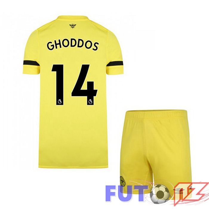 Camiseta Brentford FC (GHODDOS 14) Ninos Segunda Amarillo 2021/22
