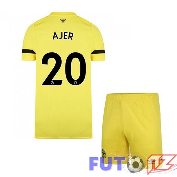 Camiseta Brentford FC (AJER 20) Ninos Segunda Amarillo 2021/22