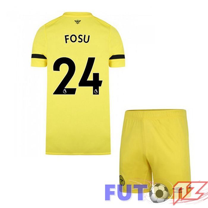 Camiseta Brentford FC (FOSU 24) Ninos Segunda Amarillo 2021/22
