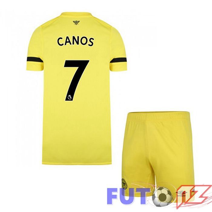 Camiseta Brentford FC (CANOS 7) Ninos Segunda Amarillo 2021/22