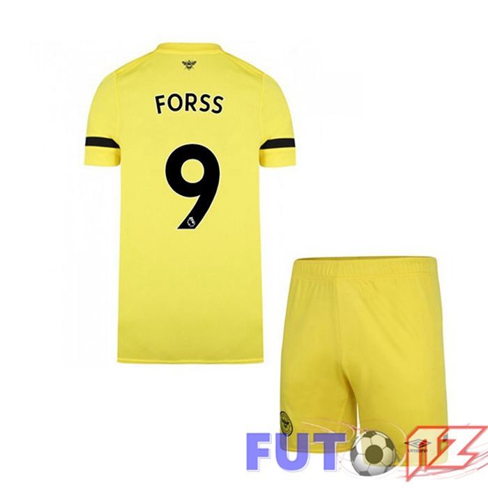 Camiseta Brentford FC (FORSS 9) Ninos Segunda Amarillo 2021/22