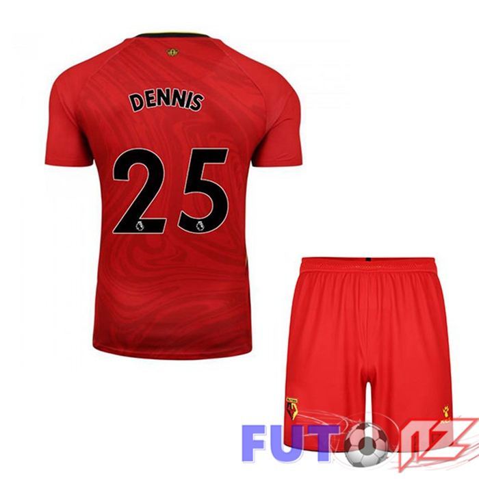 Camiseta Watford FC (DENNIS 25) Ninos Segunda Rojo 2021/22