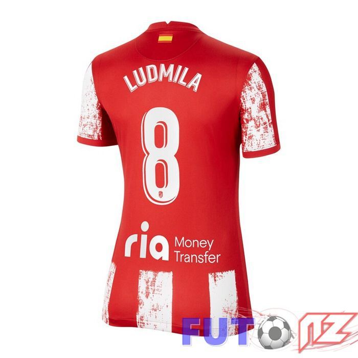 Camiseta Atletico Madrid (GRIEZMANN 8) Mujer Primera Rojo/Blanco 2021/2022