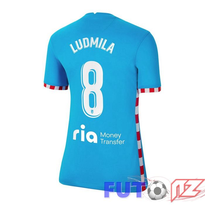 Camiseta Atletico Madrid (GRIEZMANN 8) Mujer Tercera Azul 2021/2022