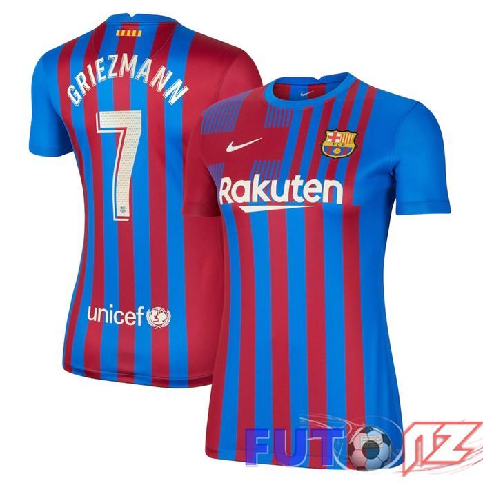Camiseta FC Barcelona (Griezmann 7) Mujer Primera Rojo/Azul 2021/2022