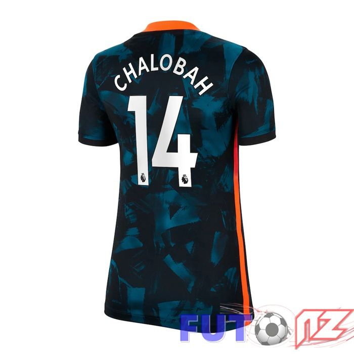 Camiseta FC Chelsea (Chalobah 14) Mujer Tercera Verde/Negro 2021/2022