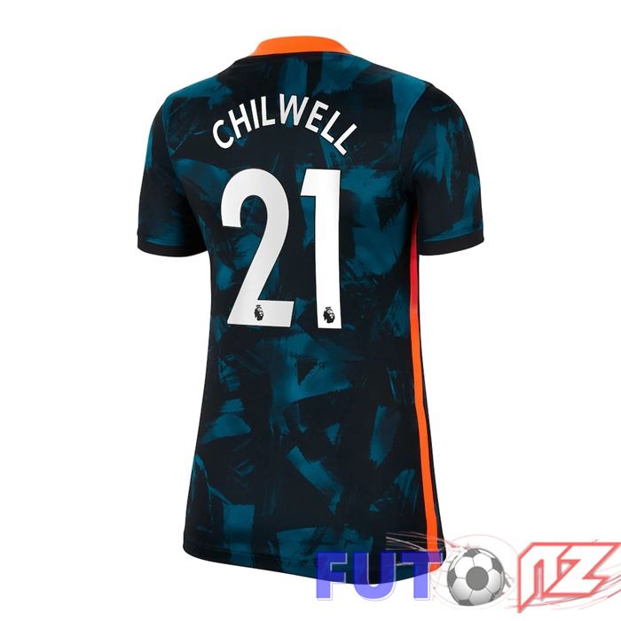Camiseta FC Chelsea (CHILWELL 21) Mujer Tercera Verde/Negro 2021/2022