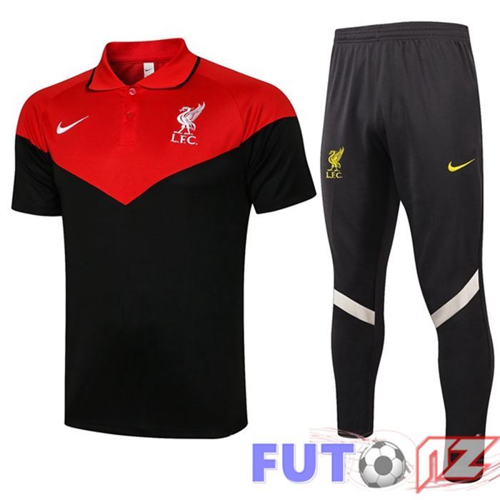 Camiseta Polo FC Liverpool + Pantalones Negro Rojo 2021/2022