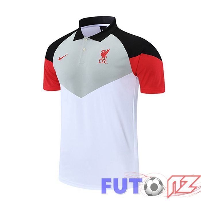 Camiseta Polo FC Liverpool Blanco Gris Rojo 2021/2022
