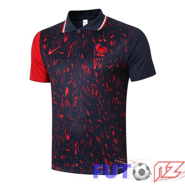 Camiseta Polo Francia Negro Rojo 2021/2022