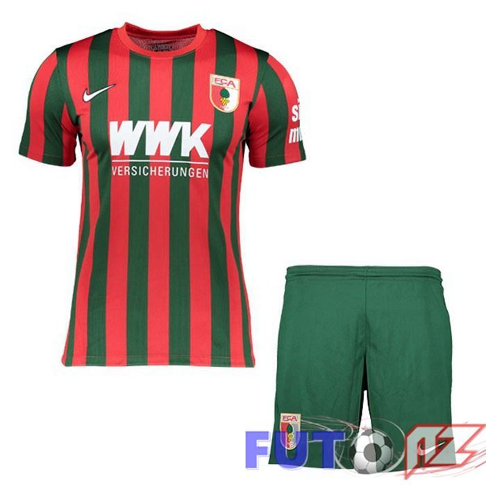 Camiseta FC Augsburg Ninos Primera Rojo/Verde 2021/22