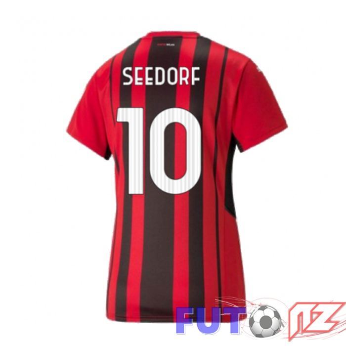 Camiseta AC Milan（BRAHIM 10）Mujer Primera Rojo/Negro 2021/2022
