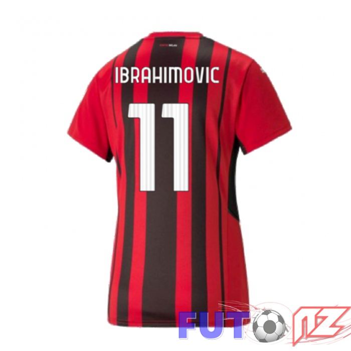 Camiseta AC Milan（IBRAHIMOVIC 11）Mujer Primera Rojo/Negro 2021/2022