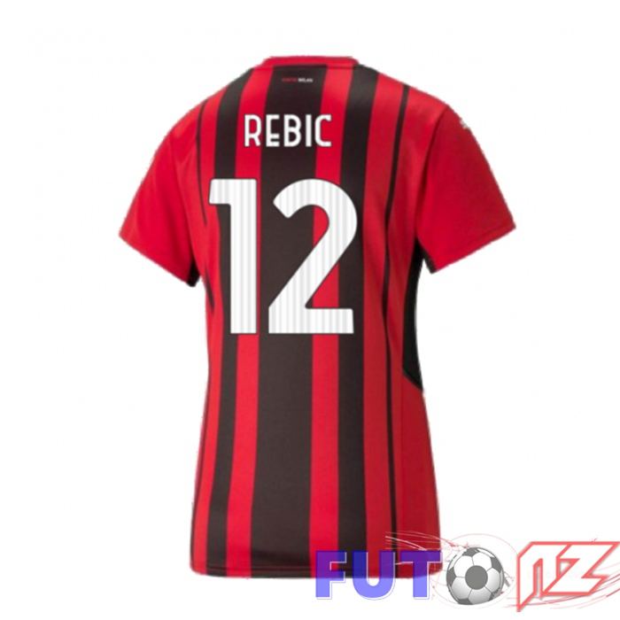 Camiseta AC Milan（A.REBIC 12）Mujer Primera Rojo/Negro 2021/2022