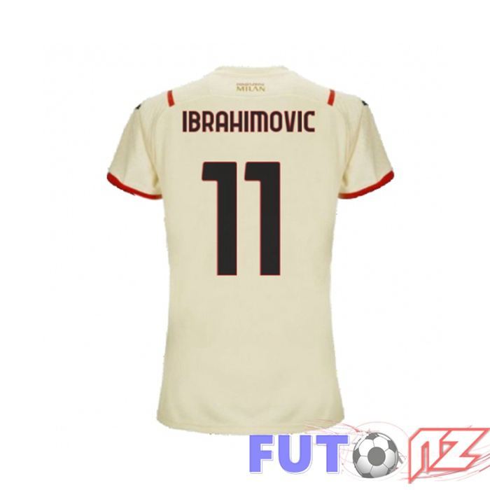 Camiseta AC Milan（IBRAHIMOVIC 11）Mujer Segunda Beige 2021/2022