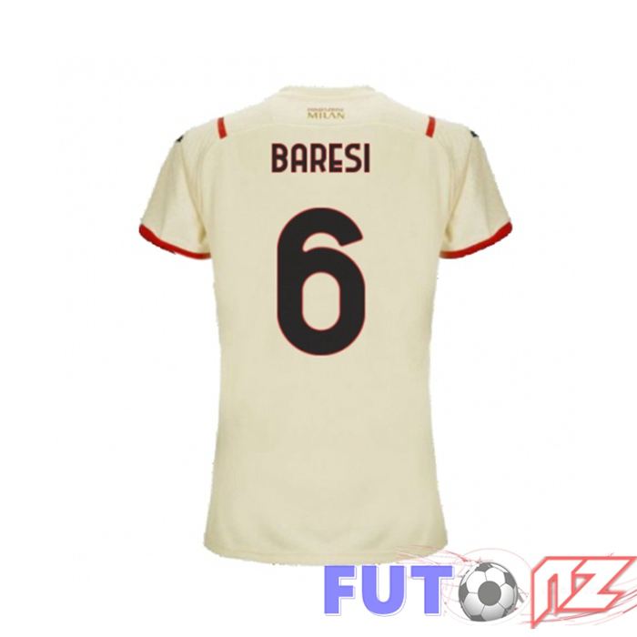 Camiseta AC Milan（BARESI 6）Mujer Segunda Beige 2021/2022