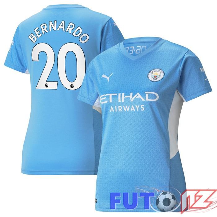 Camiseta Manchester City (Bernardo 20) Mujer Primera Azul Clair 2021/2022