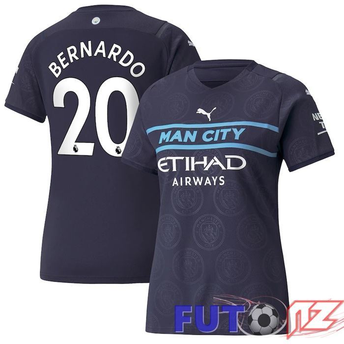 Camiseta Manchester City (Bernardo 20) Mujer Tercera Negro 2021/2022