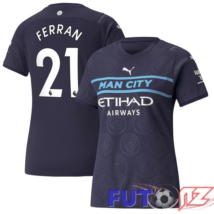 Camiseta Manchester City (FERRAN 21) Mujer Tercera Negro 2021/2022