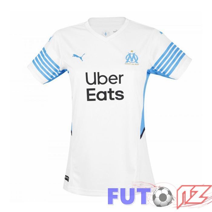 Camiseta Olympique Marsella Mujer Primera Blanco/Azul 2021/2022