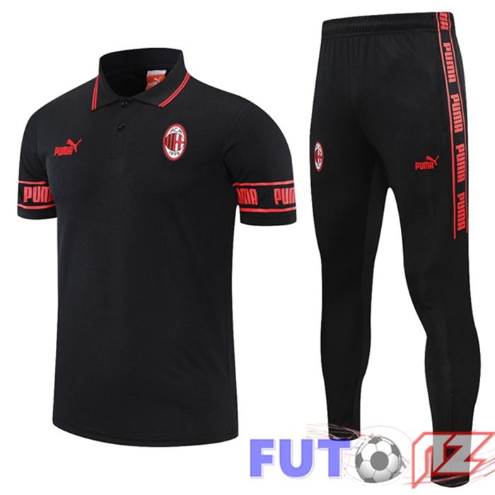 Camiseta Polo AC Milan + Pantalones Negro Rojo 2021/2022