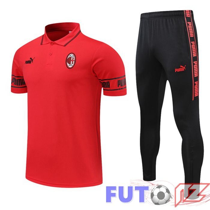 Camiseta Polo AC Milan + Pantalones Rojo 2021/2022