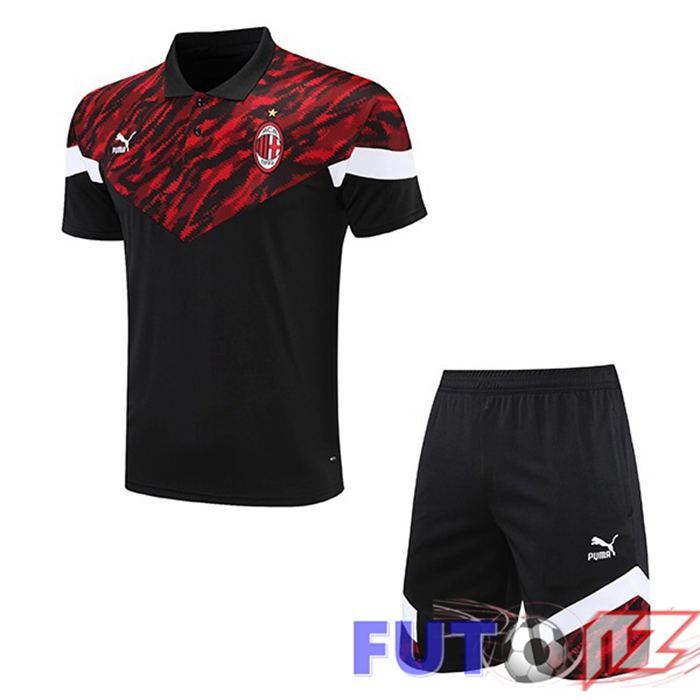 Camiseta Polo AC Milan + Cortos Negro Rojo 2021/2022