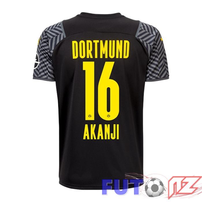 Camiseta Dortmund BVB (Akanji 16) Mujer Segunda Negro 2021/22