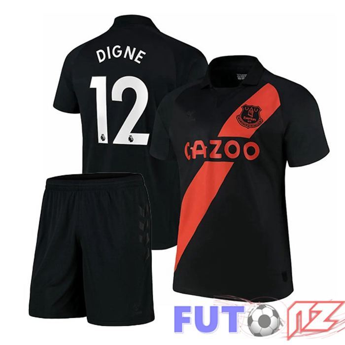 Camiseta Everton (Digne 12) Ninos Segunda Negro 2021/22