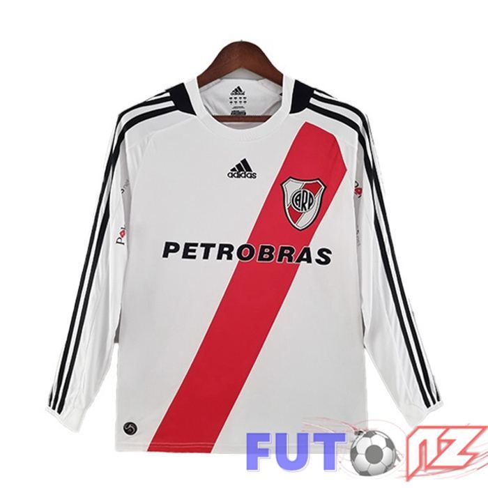 Camiseta River Plate Retro Primera Manga Larga Blanco Rojo 2009-2010