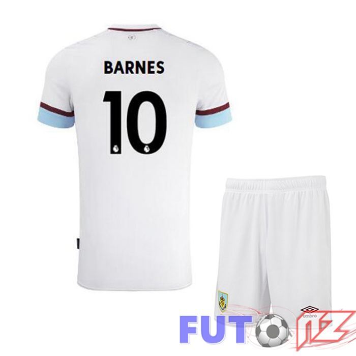 Camiseta Burnley (BARNES 10) Ninos Segunda Blanco Castaño 2021/22