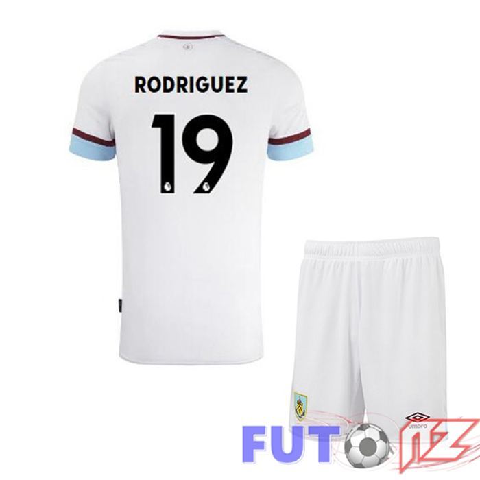 Camiseta Burnley (RODRIGUEZ 19) Ninos Segunda Blanco Castaño 2021/22