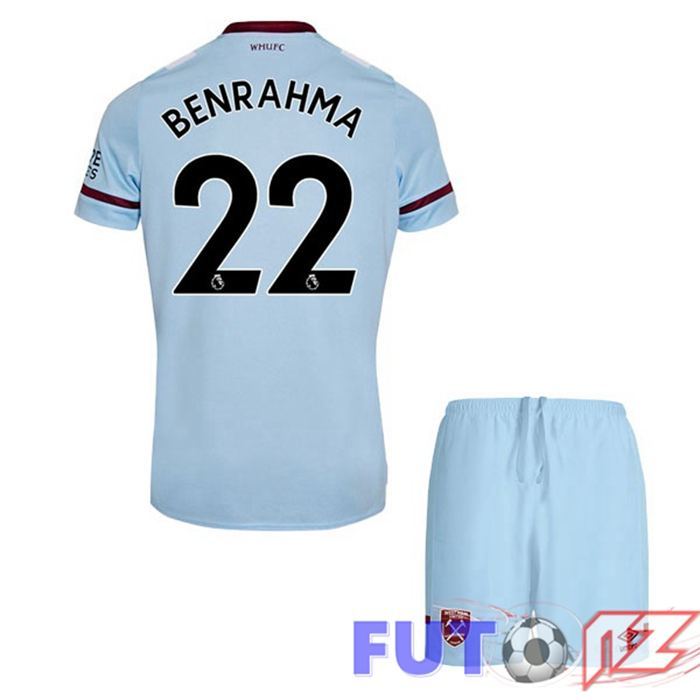 Camiseta West Ham United (BENRAHMA 22) Ninos Segunda Azul 2021/22