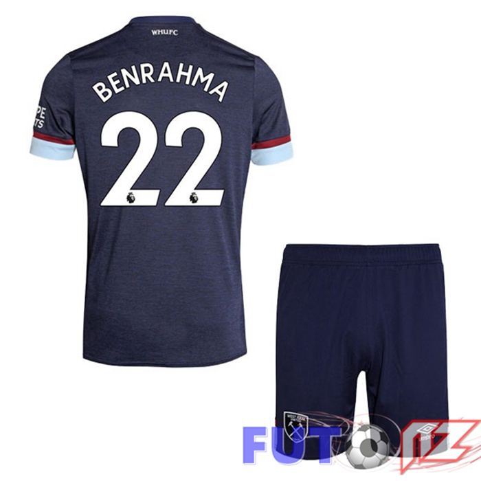 Camiseta West Ham United (BENRAHMA 22) Ninos Tercera Azul 2021/22
